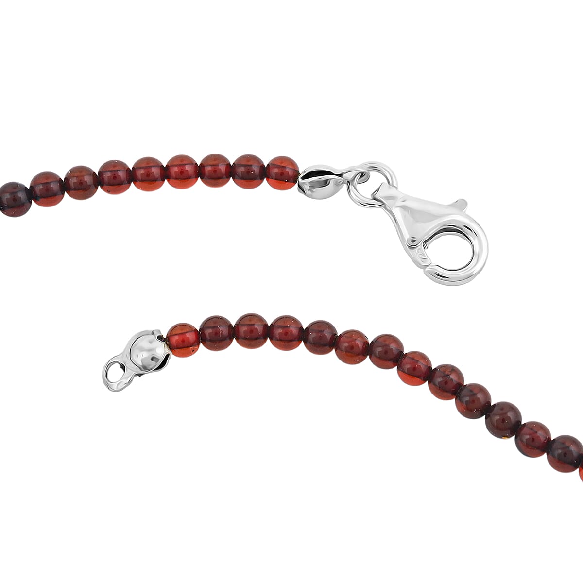 Cherry Amber Beaded Necklace in Sterling Silver 21 Inches  image number 3