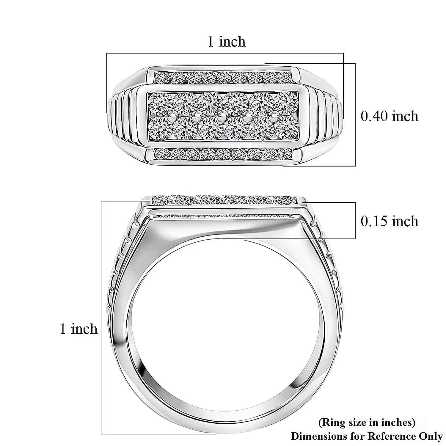 Luxuriant Lab Grown Diamond G-H SI 1.00 ctw Men's Ring in Rhodium Over Sterling Silver (Size  14.5)
