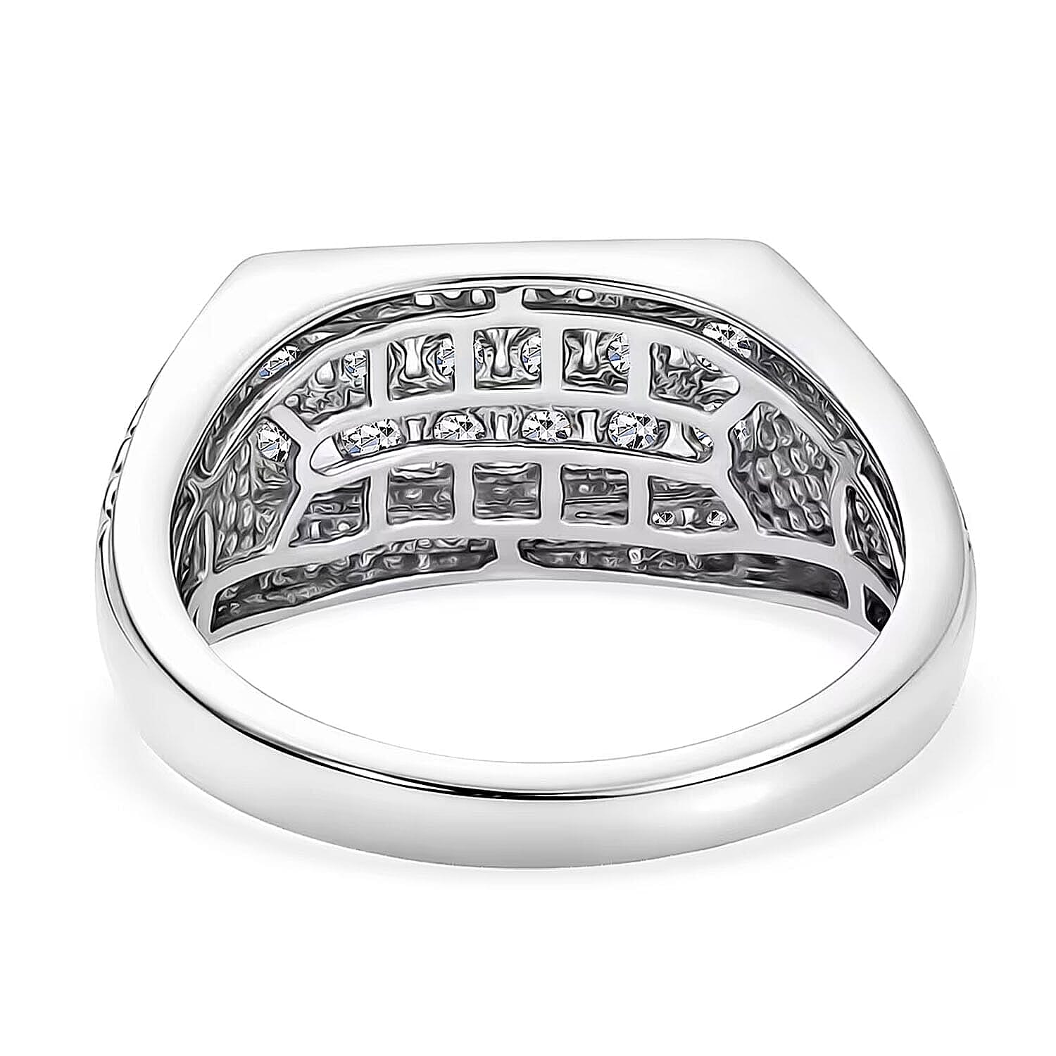 Luxuriant Lab Grown Diamond G-H SI 1.00 ctw Men's Ring in Rhodium Over Sterling Silver (Size  14.5)
