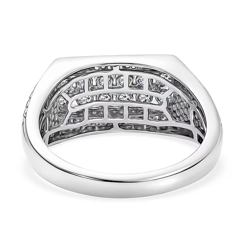 Luxuriant Lab Grown Diamond G-H SI 1.00 ctw Men's Ring in Rhodium Over Sterling Silver (Size  9.5)