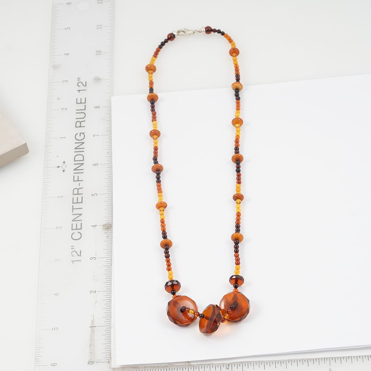 Mixed Amber Beaded Necklace in Sterling Silver 22 Inches  image number 3