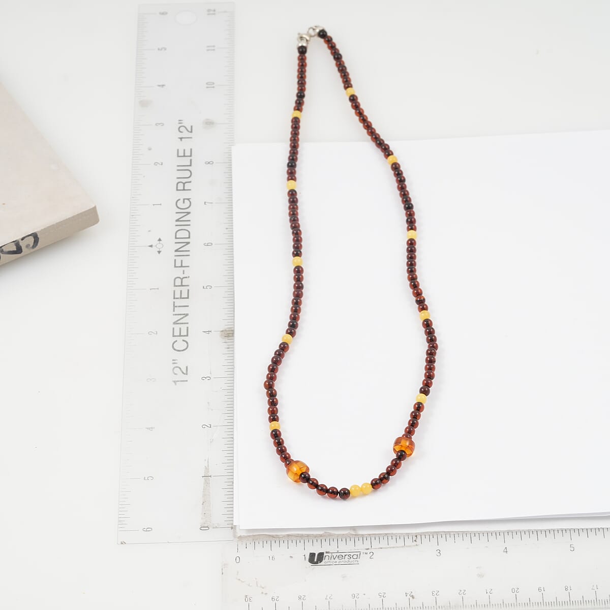 Mixed Amber Beaded Necklace in Sterling Silver 23 Inches  image number 2