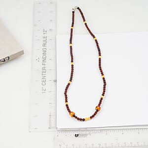 Mixed Amber Beaded Necklace in Sterling Silver 23 Inches 