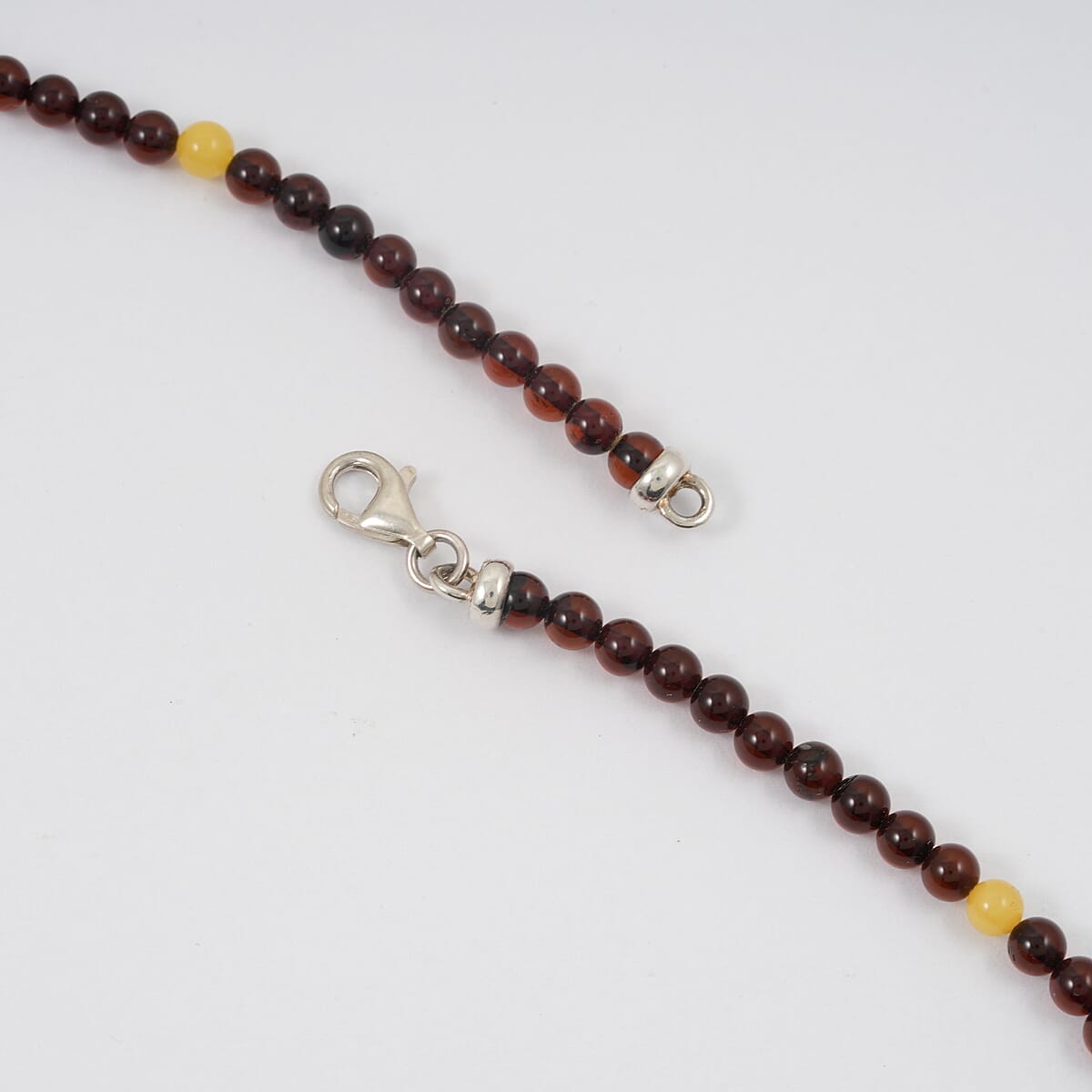 Mixed Amber Beaded Necklace in Sterling Silver 23 Inches  image number 3
