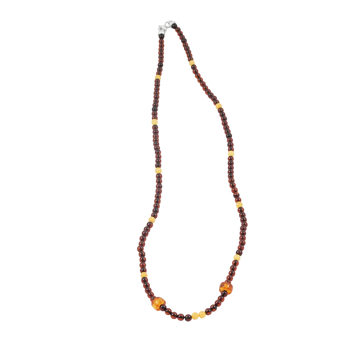 Mixed Amber Beaded Necklace in Sterling Silver image number 4