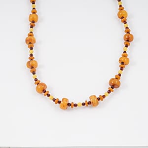Mixed Amber Beaded Necklace in Sterling Silver 23 Inches 
