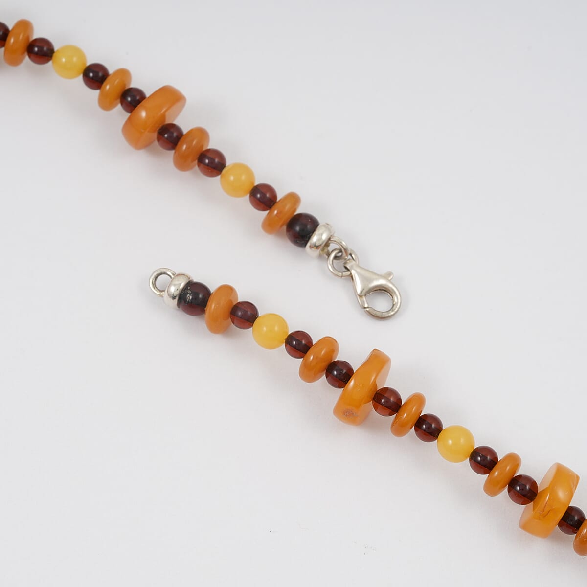 Mixed Amber Beaded Necklace in Sterling Silver 23 Inches  image number 2