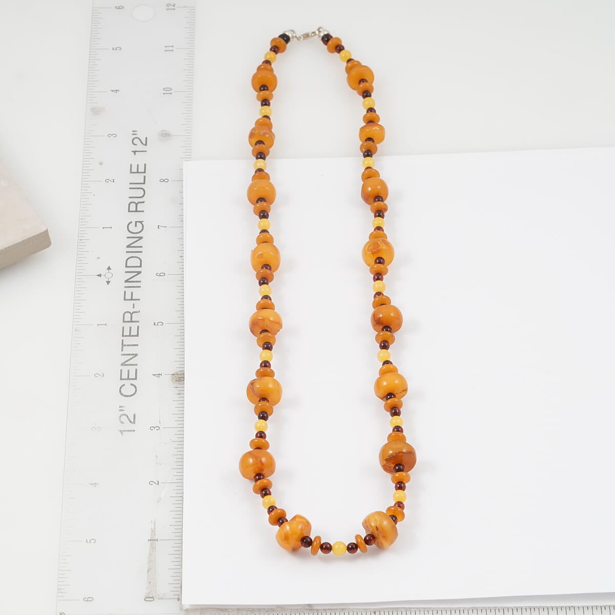 Mixed Amber Beaded Necklace in Sterling Silver 23 Inches  image number 3