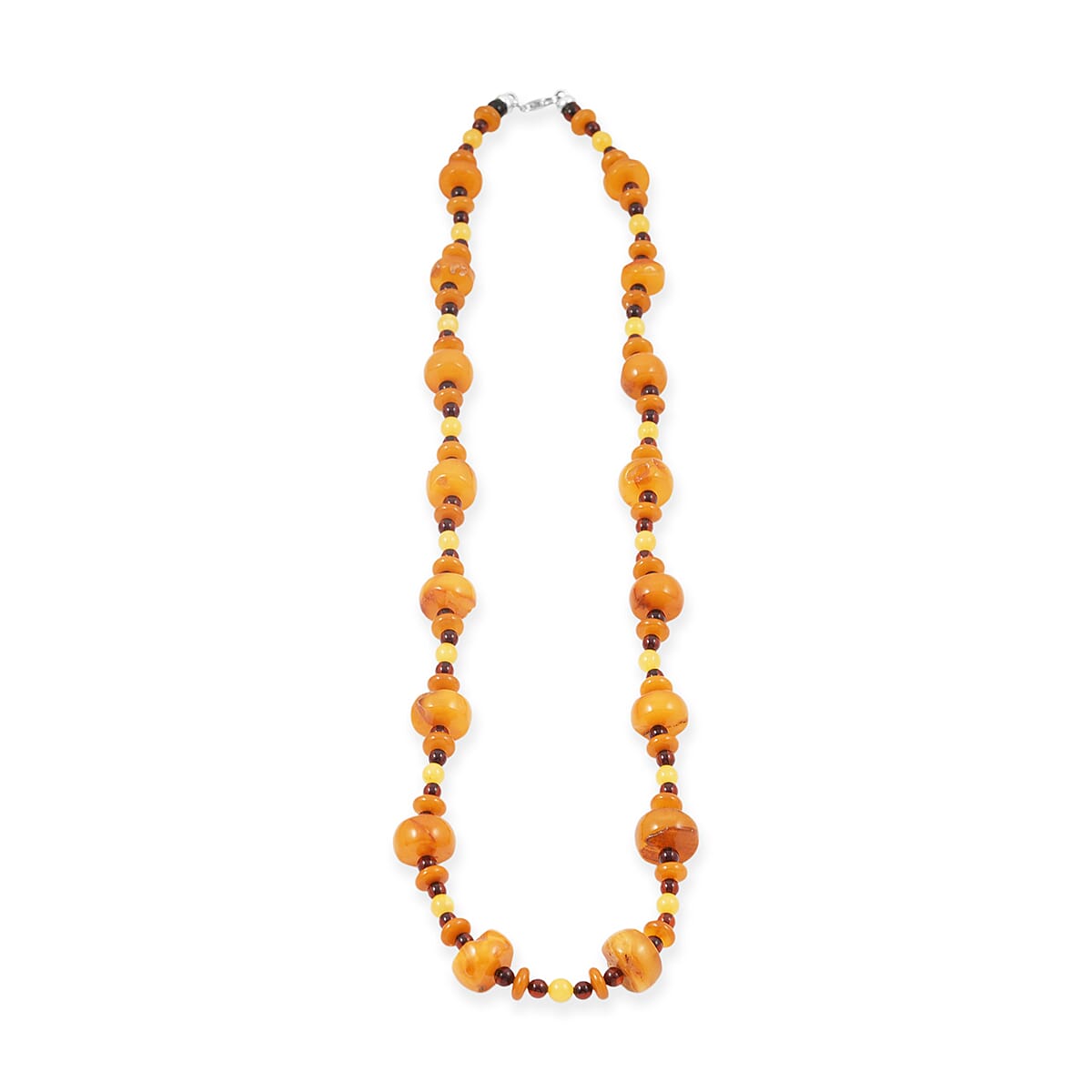 Amber Beaded Necklace in Sterling Silver 23 Inches image number 4