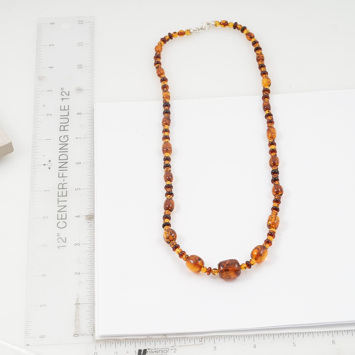Mixed Amber Beaded Necklace in Sterling Silver 23 Inches  image number 2
