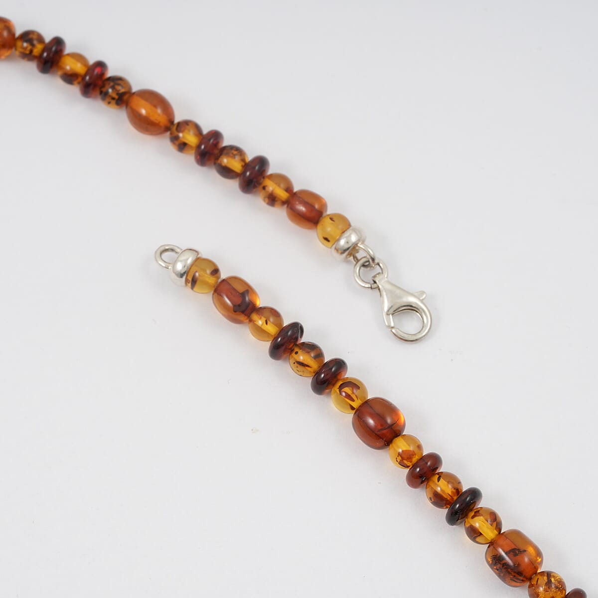 Mixed Amber Beaded Necklace in Sterling Silver 23 Inches  image number 3