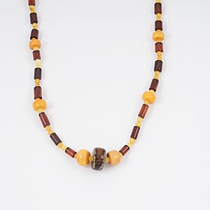 Mixed Amber Beaded Necklace in Sterling Silver 23 Inches 