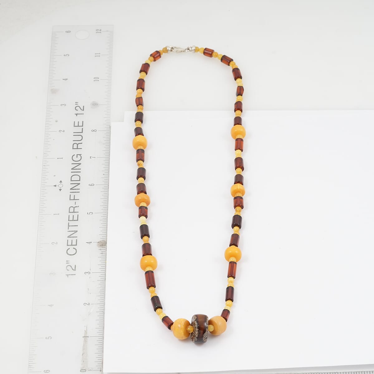 Mixed Amber Beaded Necklace in Sterling Silver 23 Inches  image number 2