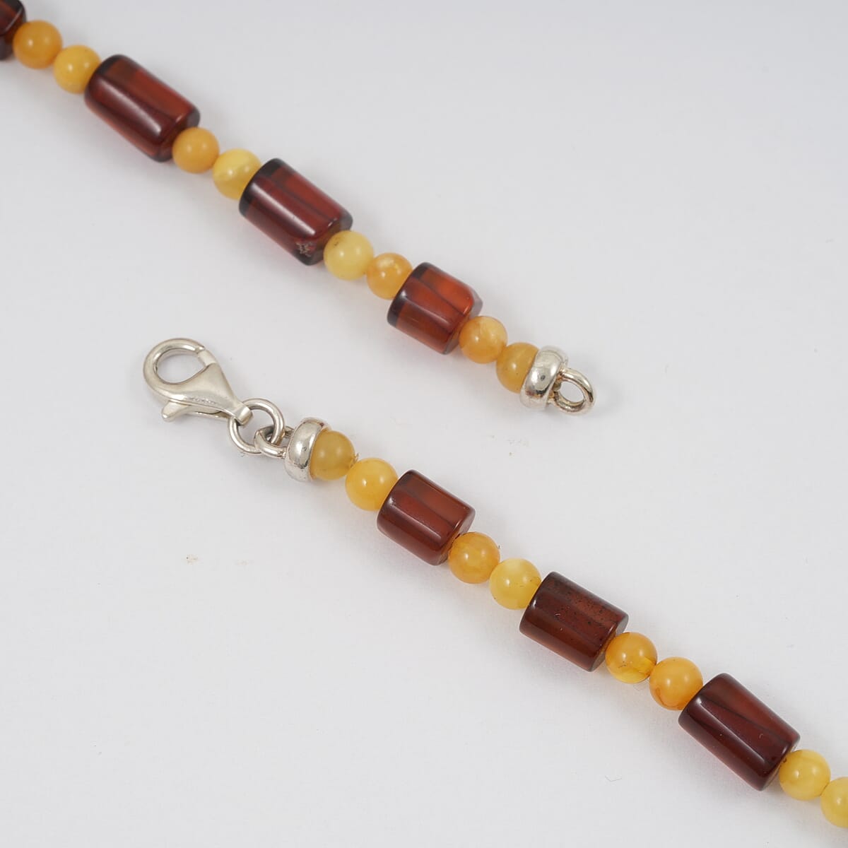Mixed Amber Beaded Necklace in Sterling Silver 23 Inches  image number 3