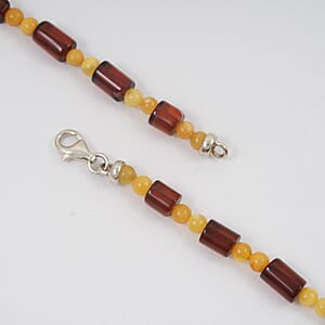 Mixed Amber Beaded Necklace in Sterling Silver 23 Inches 