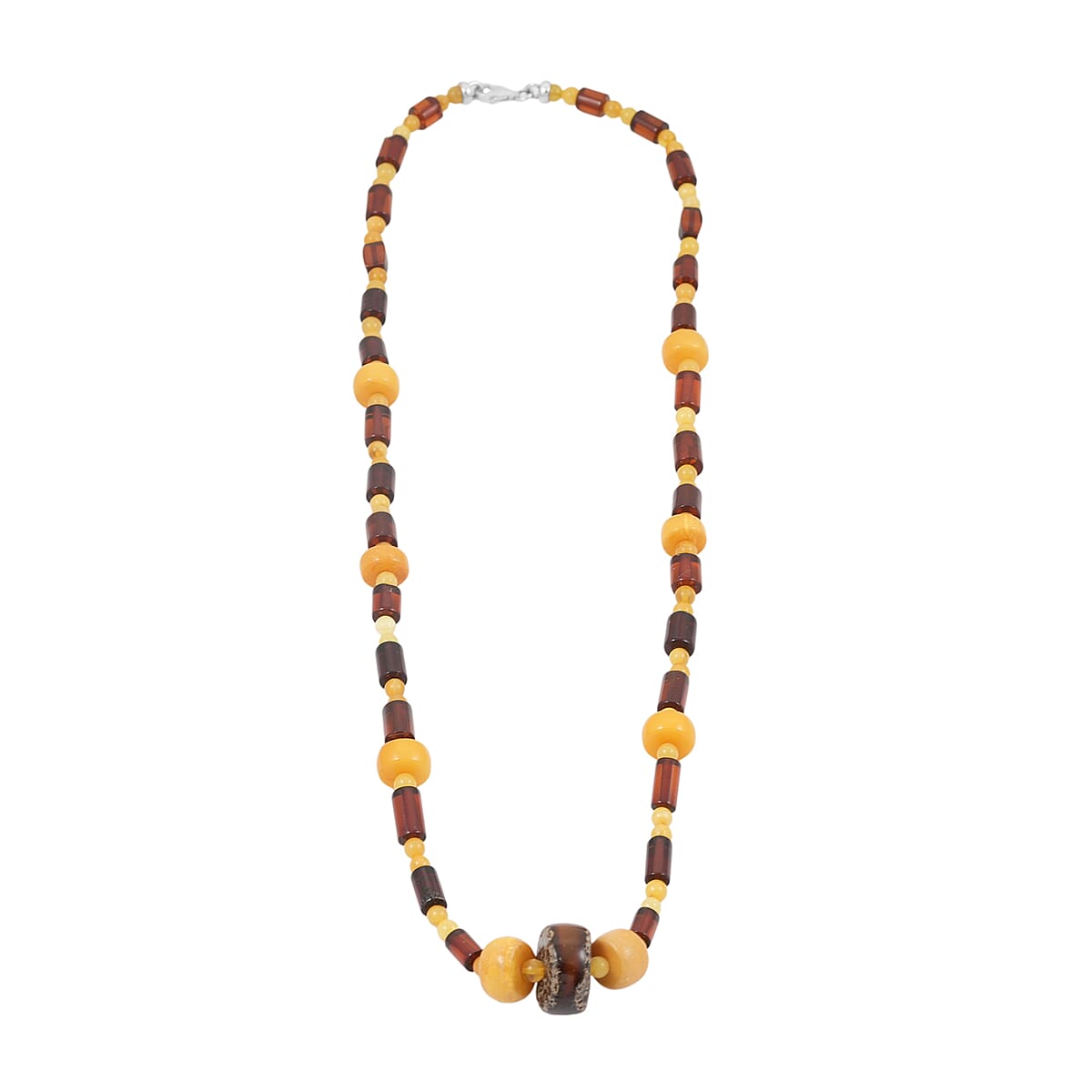 Mixed Amber Beaded Necklace in Sterling Silver 23 Inches image number 4