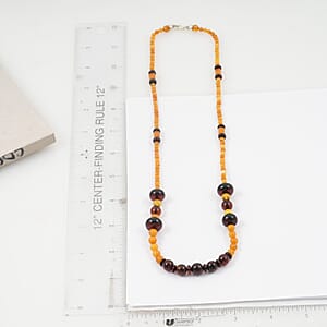 Mixed Amber Beaded Necklace in Sterling Silver 24 Inches 