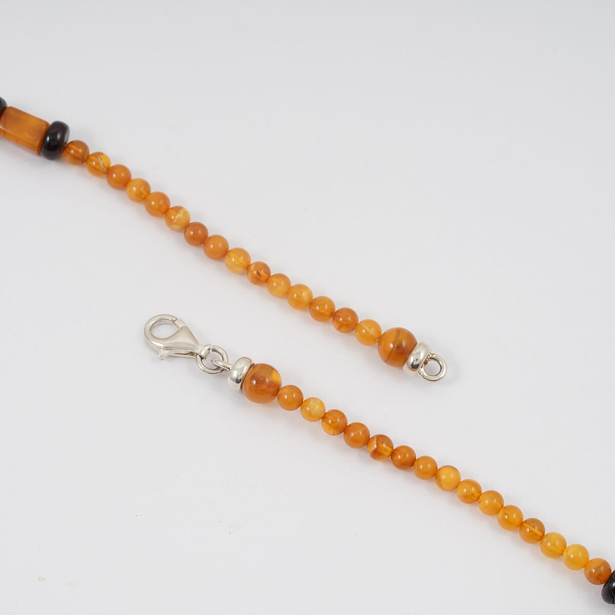 Mixed Amber Beaded Necklace in Sterling Silver 24 Inches  image number 3