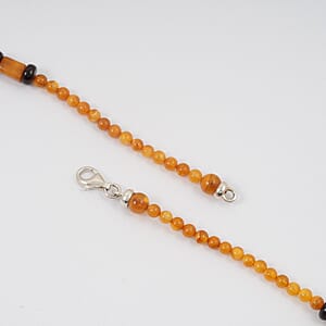 Mixed Amber Beaded Necklace in Sterling Silver 24 Inches 