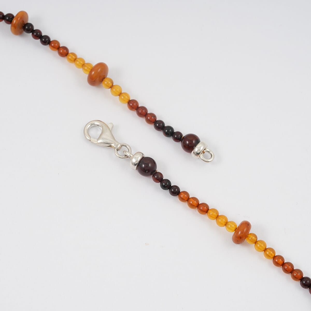Mixed Amber Beaded Necklace in Sterling Silver 25 Inches  image number 2