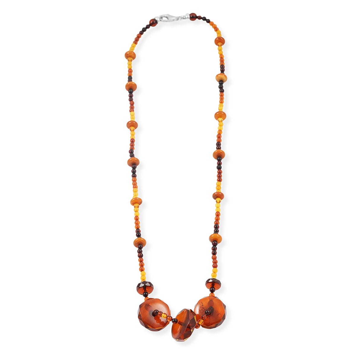 Mixed Amber Beaded Necklace in Sterling Silver 25 Inches  image number 4