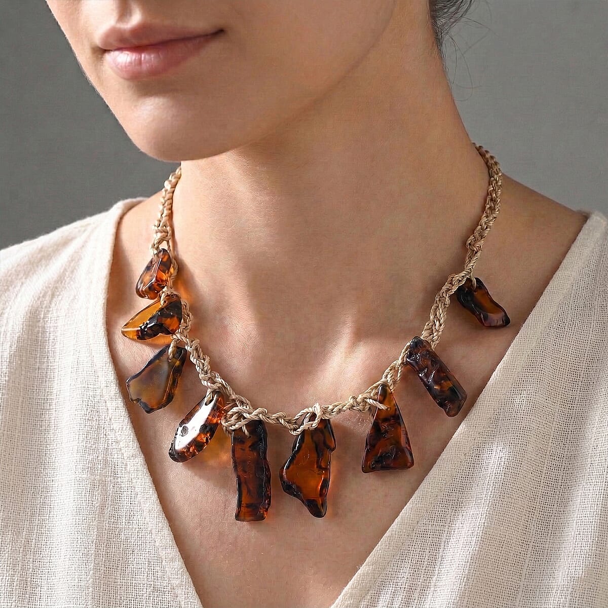 Baltic Amber Rope Chain Necklace 22 Inches  image number 2