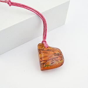 Baltic Amber Pink String Rope Chain Necklace 32 Inches