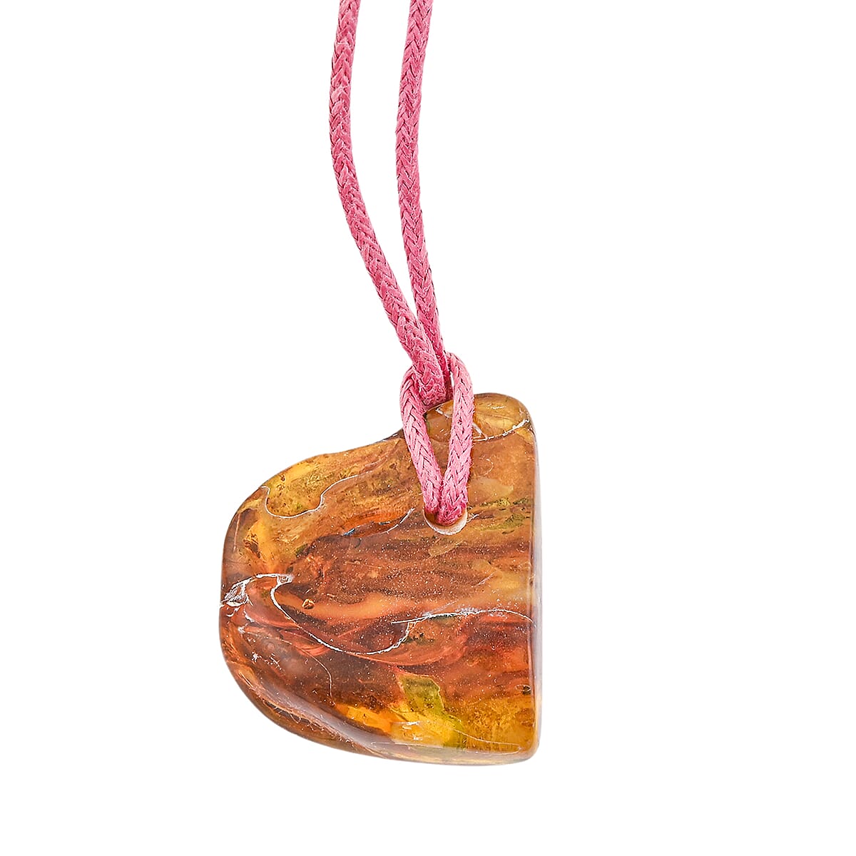 Baltic Amber Pink String Rope Chain Necklace 32 Inches image number 3