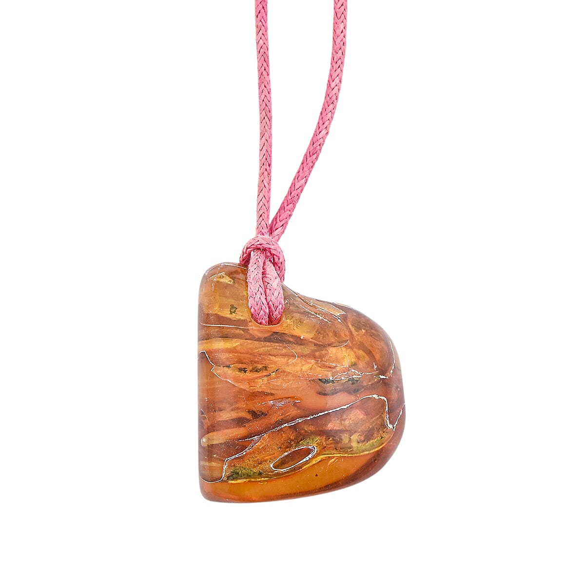 Baltic Amber Pink String Rope Chain Necklace 32 Inches image number 4