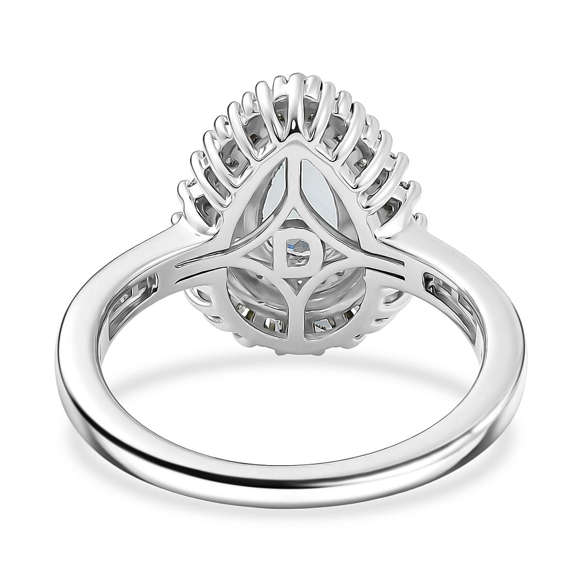 D'Joy Santa Maria Aquamarine and Multi Diamond 1.20 ctw Ring in Rhodium Over Sterling Silver (Size 6.0) image number 4