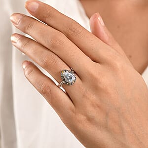 D'Joy Santa Maria Aquamarine and Multi Diamond 1.20 ctw Ring in Rhodium Over Sterling Silver (Size 7.0)