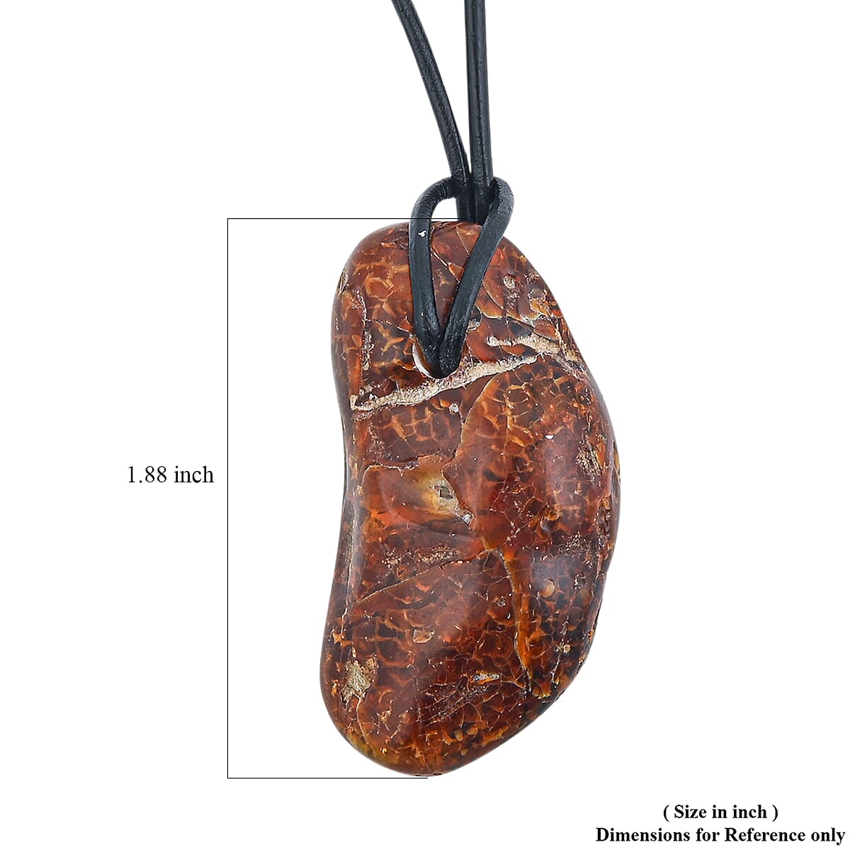 Raw Amber Black Leather Rope Chain Necklace 28 Inches image number 6