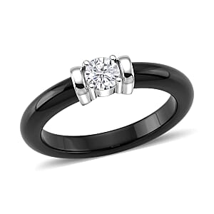 Lab Grown Diamond G-H SI and Black Jade 8.40 ctw Ring in Rhodium Over Sterling Silver (Size 7.0)