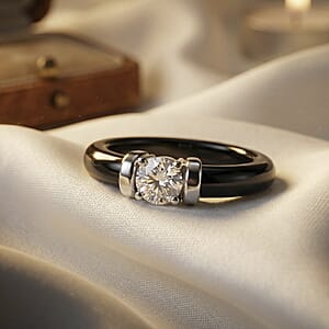 Lab Grown Diamond G-H SI and Black Jade 8.40 ctw Ring in Rhodium Over Sterling Silver (Size 7.0)