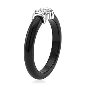 Lab Grown Diamond G-H SI and Black Jade 8.40 ctw Ring in Rhodium Over Sterling Silver (Size 7.0)
