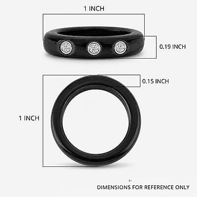 Lab Grown Diamond G-H SI and Black Jade (D) 16.65 ctw Band Ring in Rhodium Over Sterling Silver (Size 11.0)