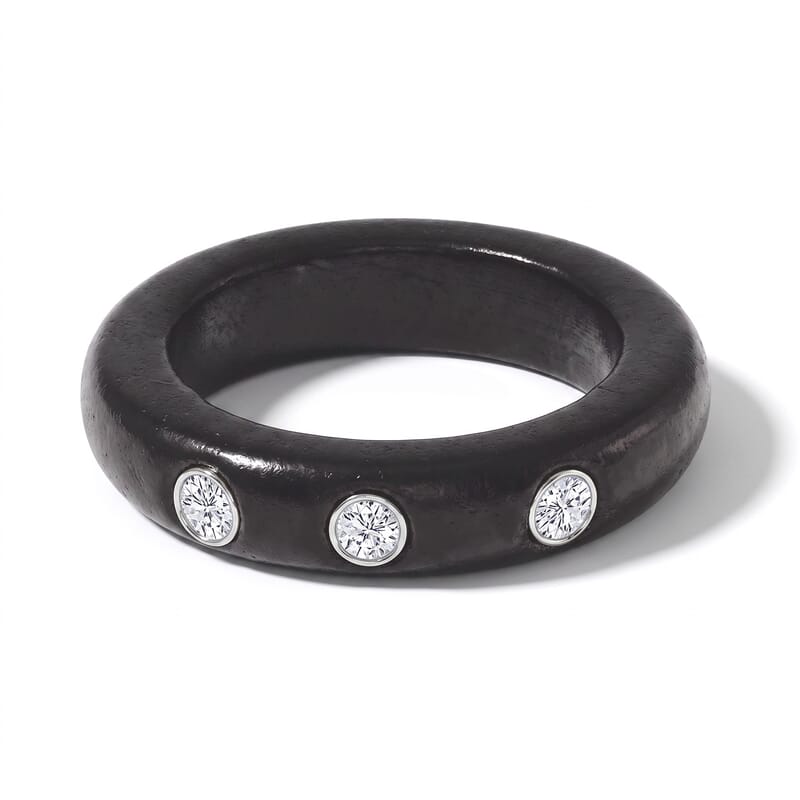 Lab Grown Diamond G-H SI and Black Jade (D) 16.65 ctw Band Ring in Rhodium Over Sterling Silver (Size 5.0)