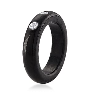 Lab Grown Diamond G-H SI and Black Jade (D) 16.65 ctw Band Ring in Rhodium Over Sterling Silver (Size 5.0) (Ships in 8-10 Days)