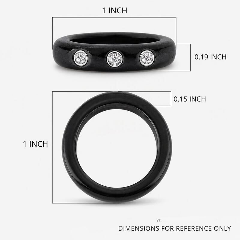 Lab Grown Diamond G-H SI and Black Jade (D) 16.65 ctw Band Ring in Rhodium Over Sterling Silver (Size 5.0)