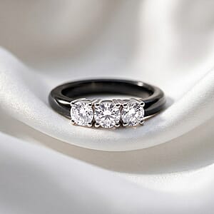 Lab Grown Diamond G-H SI and Black Jade (D) 7.50 ctw Band Ring in Rhodium Over Sterling Silver (Size 10.0)