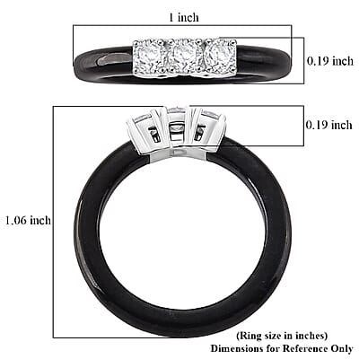 Lab Grown Diamond G-H SI and Black Jade (D) 7.50 ctw Band Ring in Rhodium Over Sterling Silver (Size 10.0)