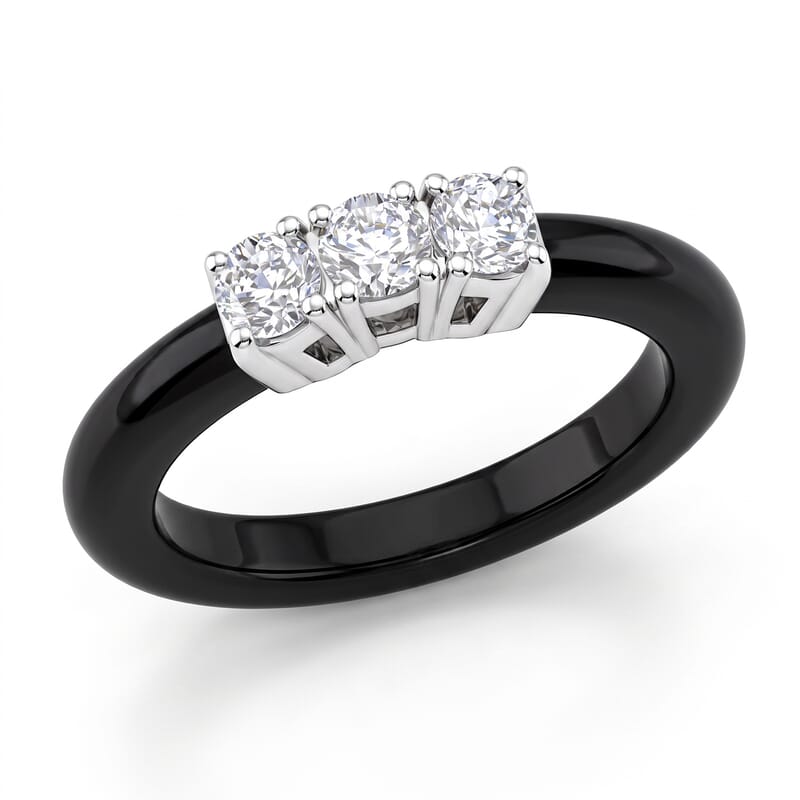 Lab Grown Diamond G-H SI and Black Jade (D) 7.50 ctw Band Ring in Rhodium Over Sterling Silver (Size 5.0)