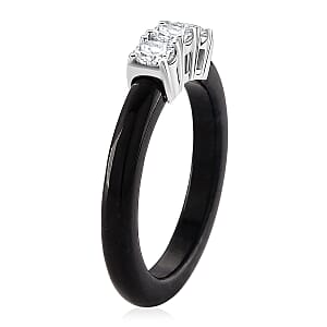 Lab Grown Diamond G-H SI and Black Jade (D) 7.50 ctw Band Ring in Rhodium Over Sterling Silver (Size 6.0)