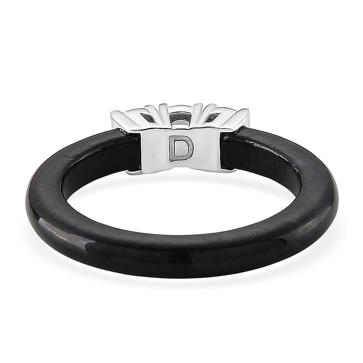 Lab Grown Diamond G-H SI and Black Jade (D) 7.50 ctw Band Ring in Rhodium Over Sterling Silver (Size 6.0) image number 4