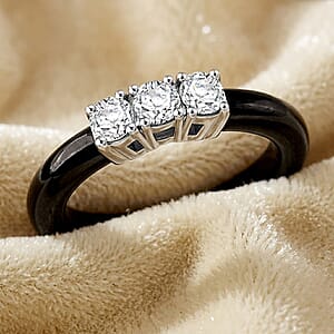 Lab Grown Diamond G-H SI and Black Jade 7.50 ctw Band Ring in Rhodium Over Sterling Silver (Size 7.0)