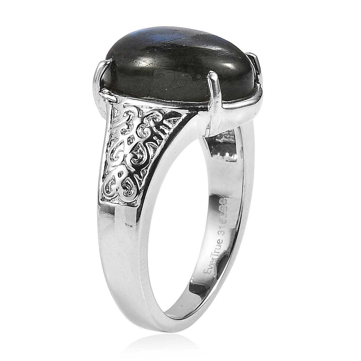 EverTrue Malagasy Labradorite 6.15 ctw Ring in Stainless Steel (Size 6.0)