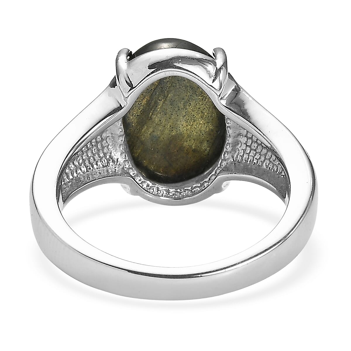 EverTrue Malagasy Labradorite 6.15 ctw Ring in Stainless Steel (Size 7.0)