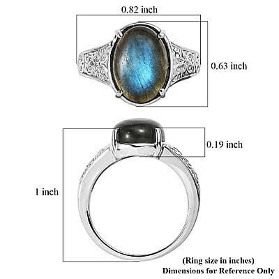 EverTrue Malagasy Labradorite 6.15 ctw Solitaire Ring in Stainless Steel (Size 7.0)