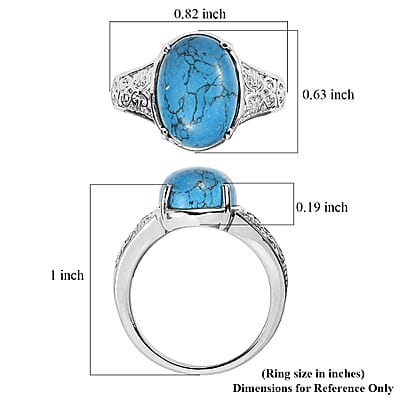 EverTrue Blue Howlite 5.90 ctw Solitaire Ring in Stainless Steel (Size 8.0)