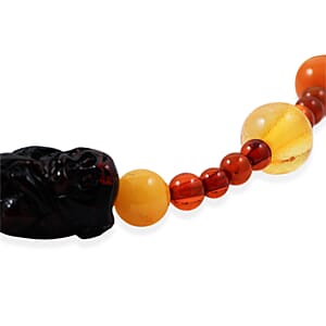 Baltic Amber Beaded Monkey Bracelet in Sterling Silver (7.0 In)
